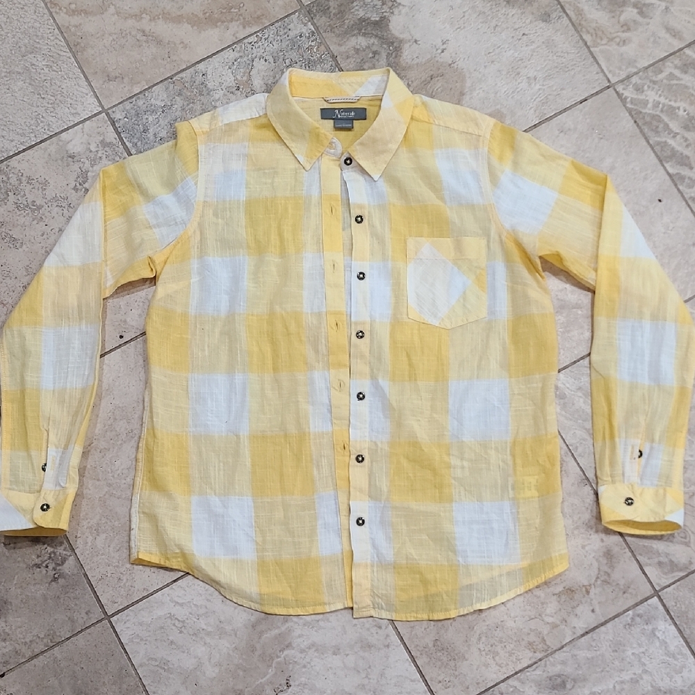 Natural Reflections Yellow and White Plaid Men's Shirt